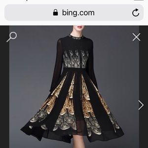 GYAL WANA LONG SLEEVE ELEGANT FLORAL MIDI DRESS